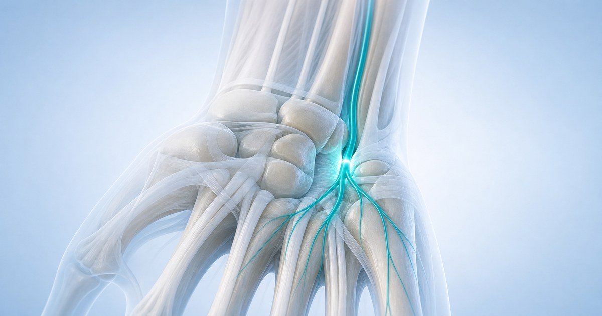 Síndrome do canal de Guyon em ilustração anatômica do nervo ulnar no punho